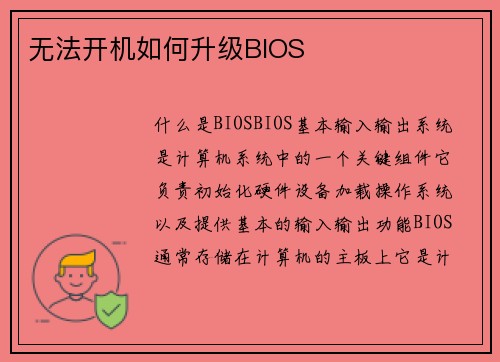 无法开机如何升级BIOS